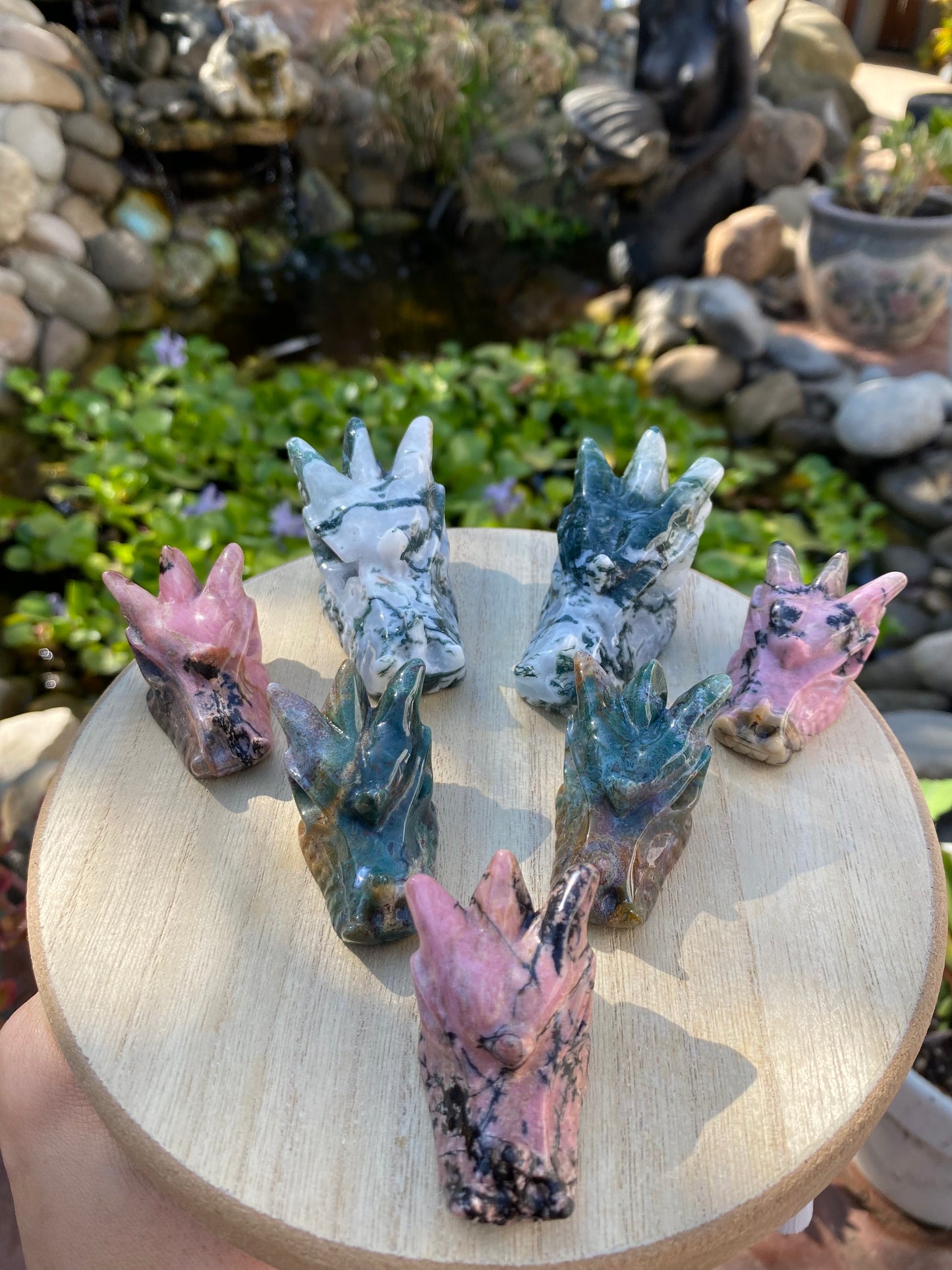 RHODONITE DRAGON HEADS