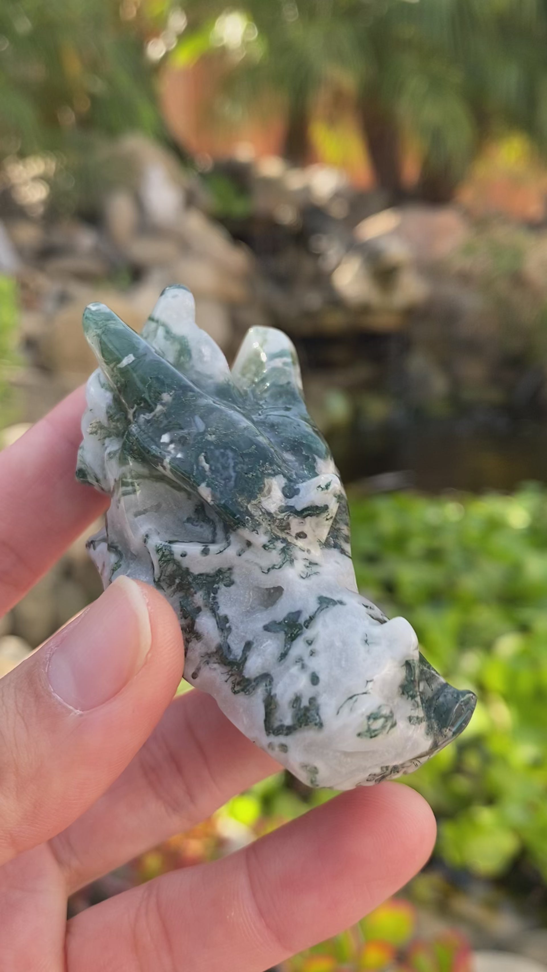 Moss agate dragon head newest