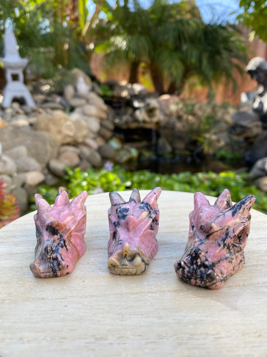 RHODONITE DRAGON HEADS