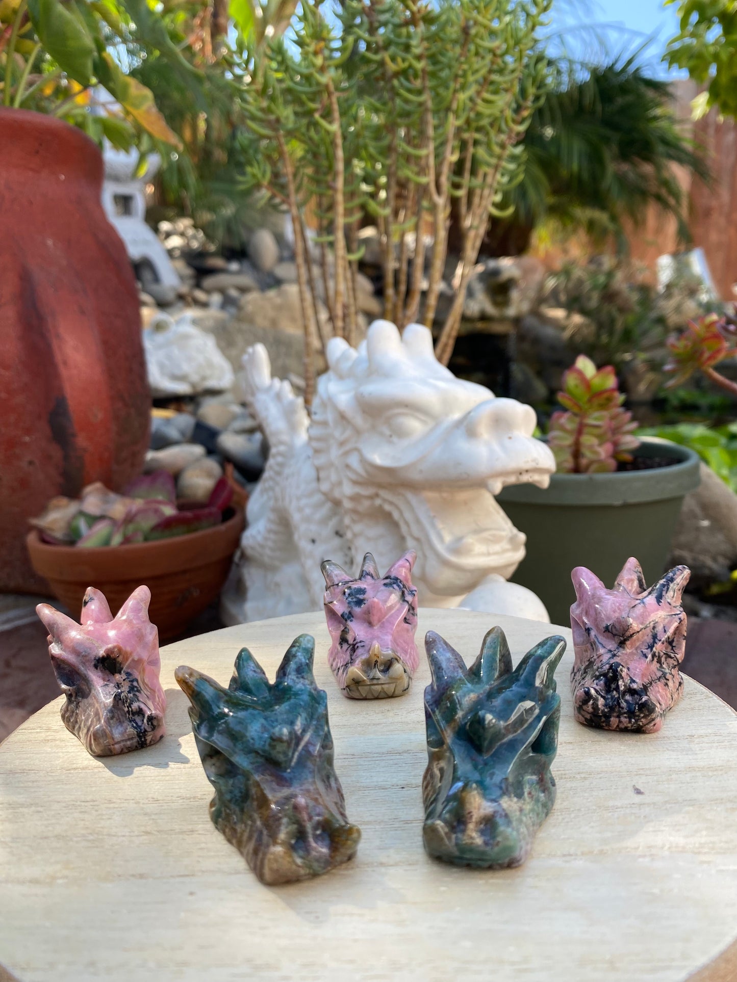 RHODONITE DRAGON HEADS