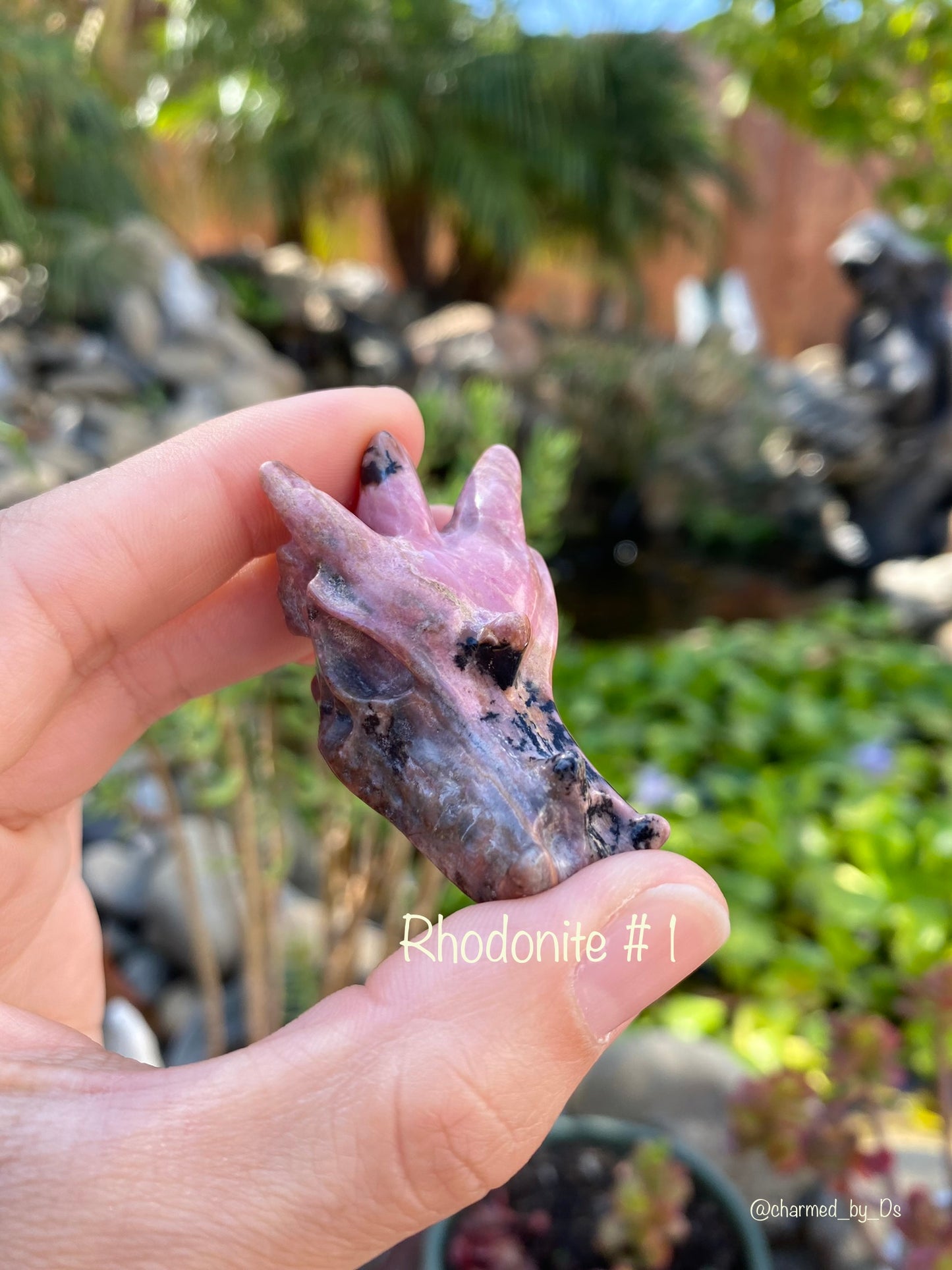 RHODONITE DRAGON HEADS