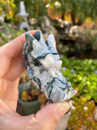 MOSS AGATE DRAGON HEAD