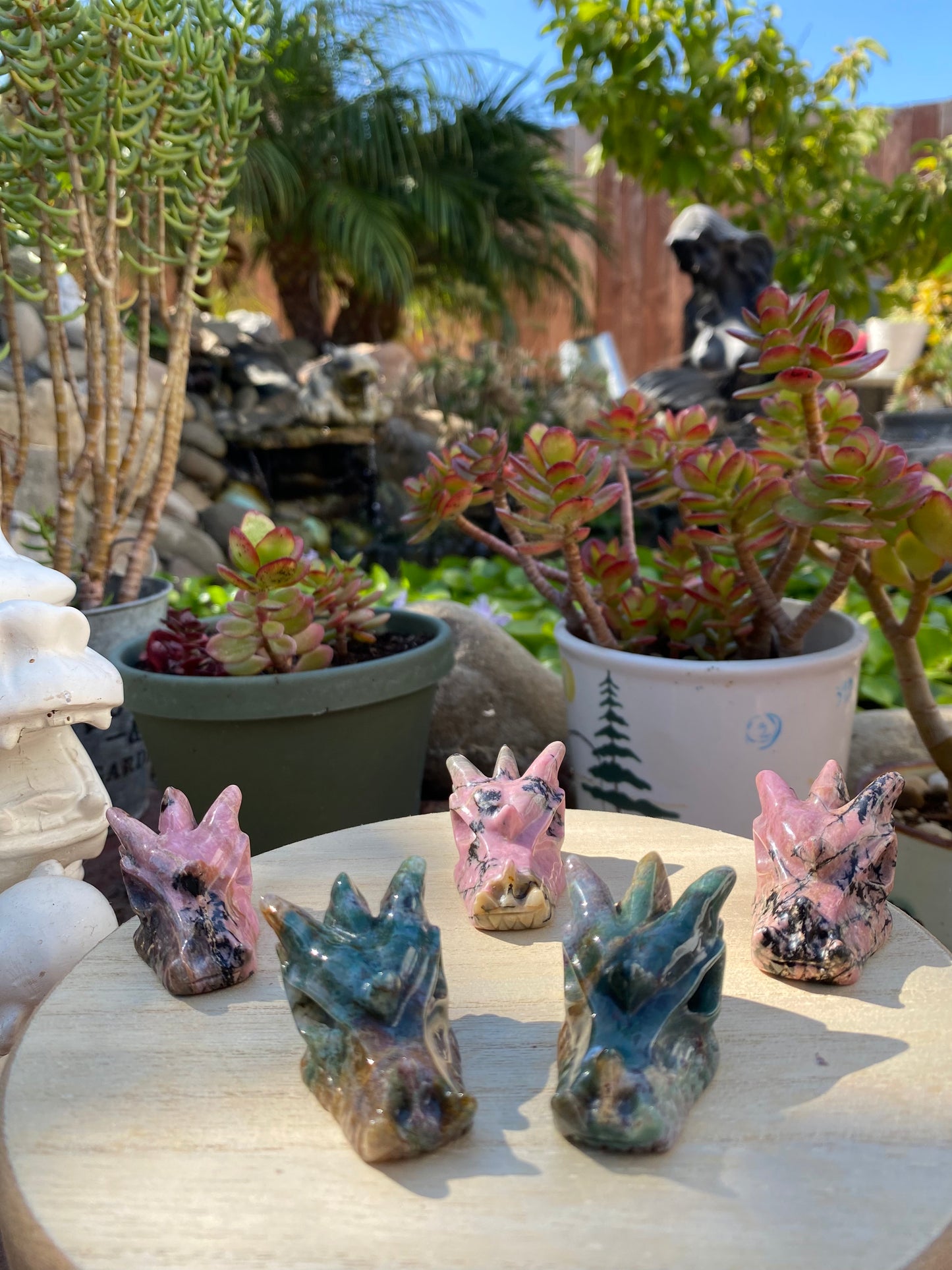 RHODONITE DRAGON HEADS