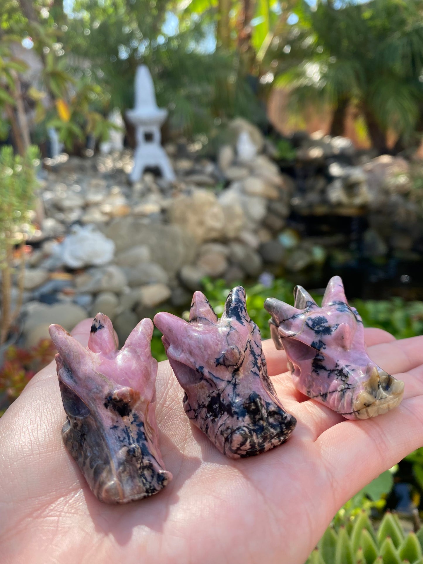 RHODONITE DRAGON HEADS