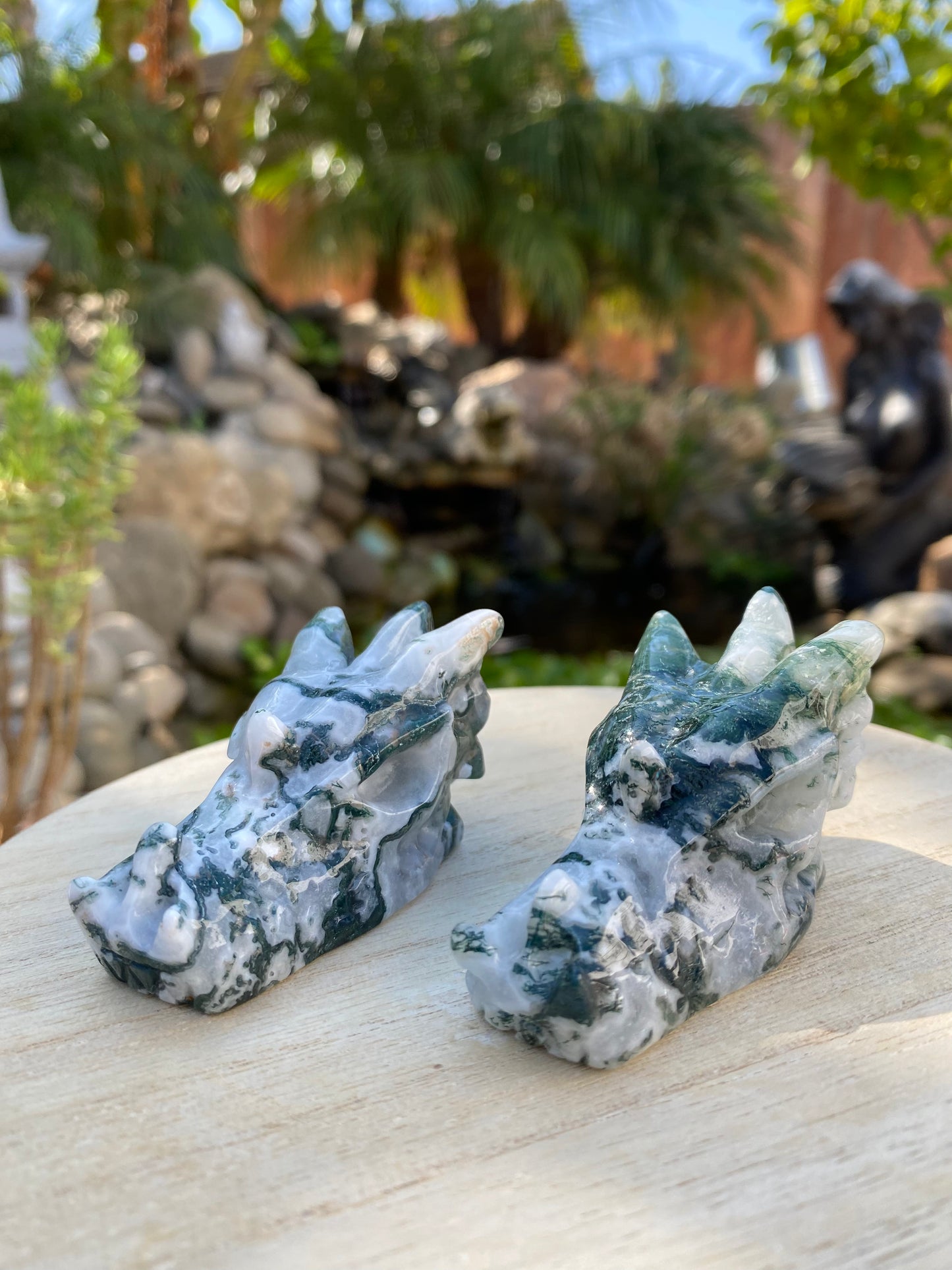 MOSS AGATE DRAGON HEAD